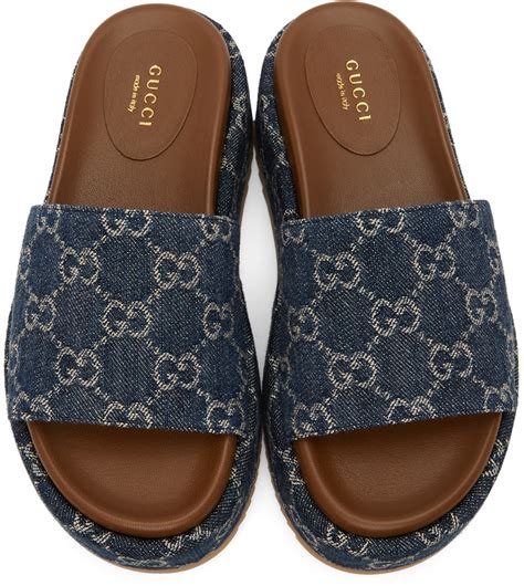 platform gucci slides|gucci denim platform slides.